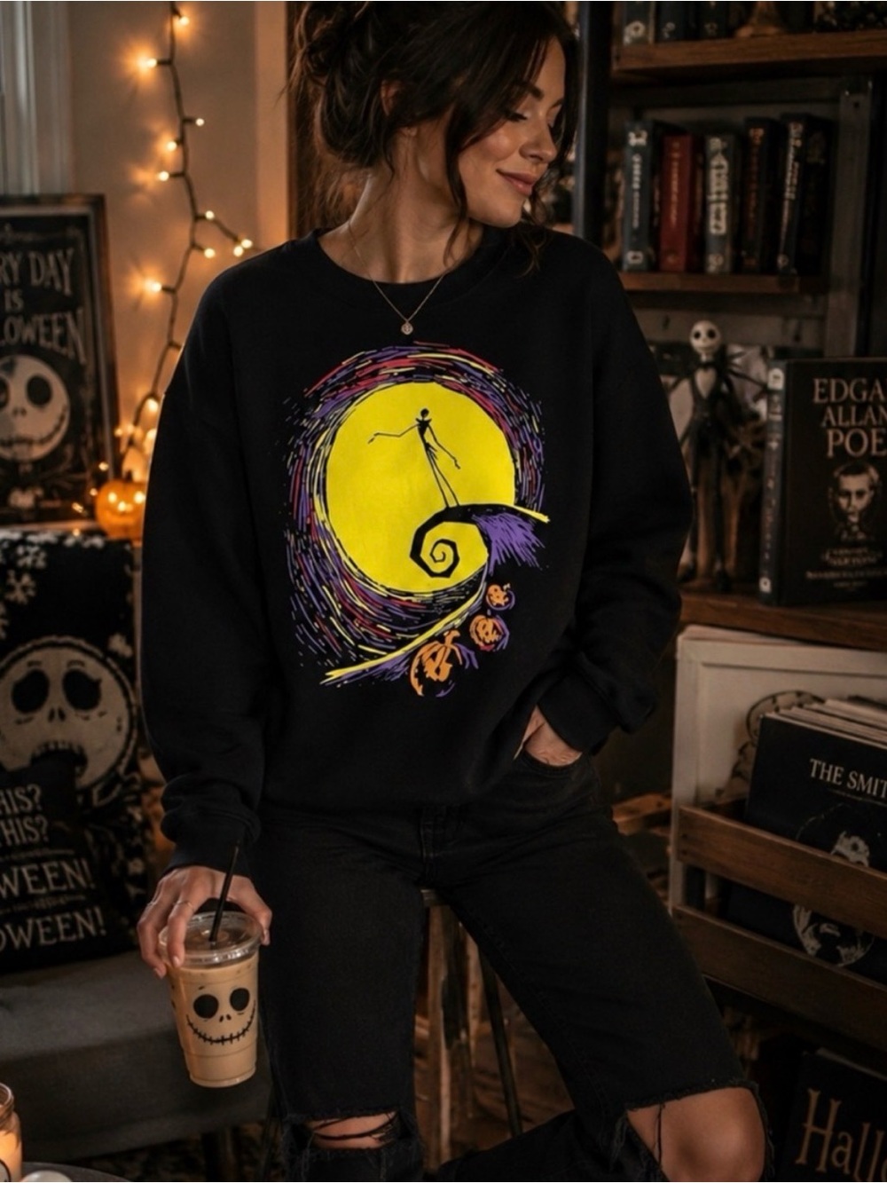 Disney Nightmare Before Christmas Sweatshirt Black Jack Skellington Women’s 2XL